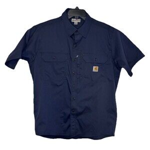 Carhartt Men's Navy Short-Sleeve Button-Down Work Shirt 396-20